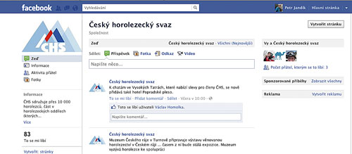 Profil ČHS na Facebooku